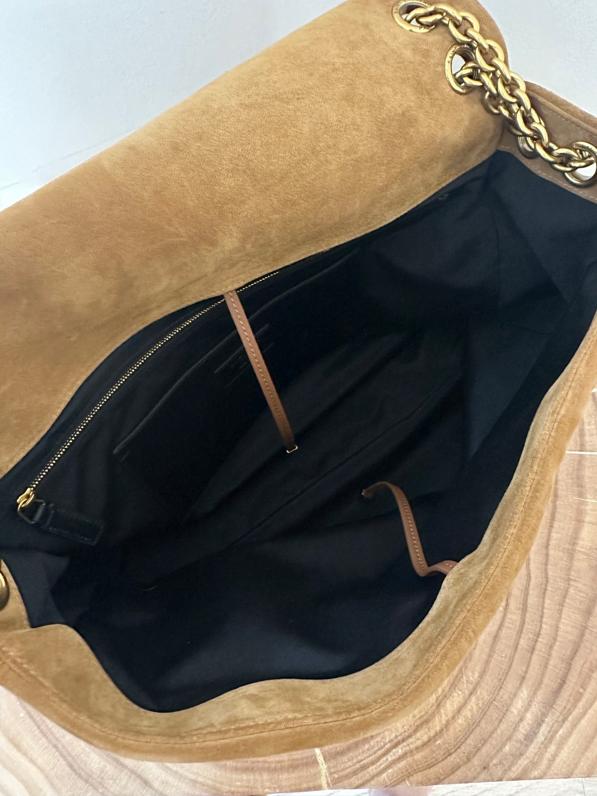 Saint Laurent Jamie 43 Large Suede Caramel Brown Bag