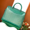 Goyard Cisalpin Document Case 39 in Green Goyardine Canvas and Calfskin Bag