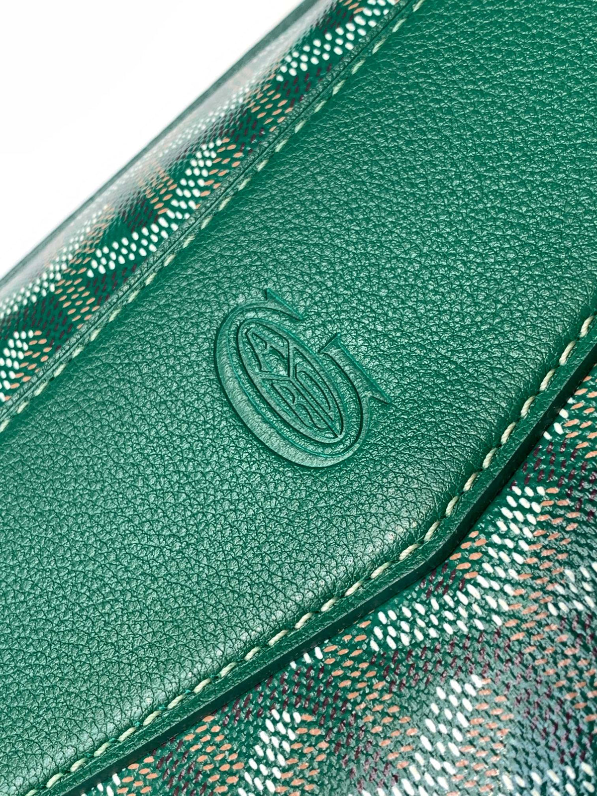 Goyard Cisalpin Document Case 39 in Green Goyardine Canvas and Calfskin Bag