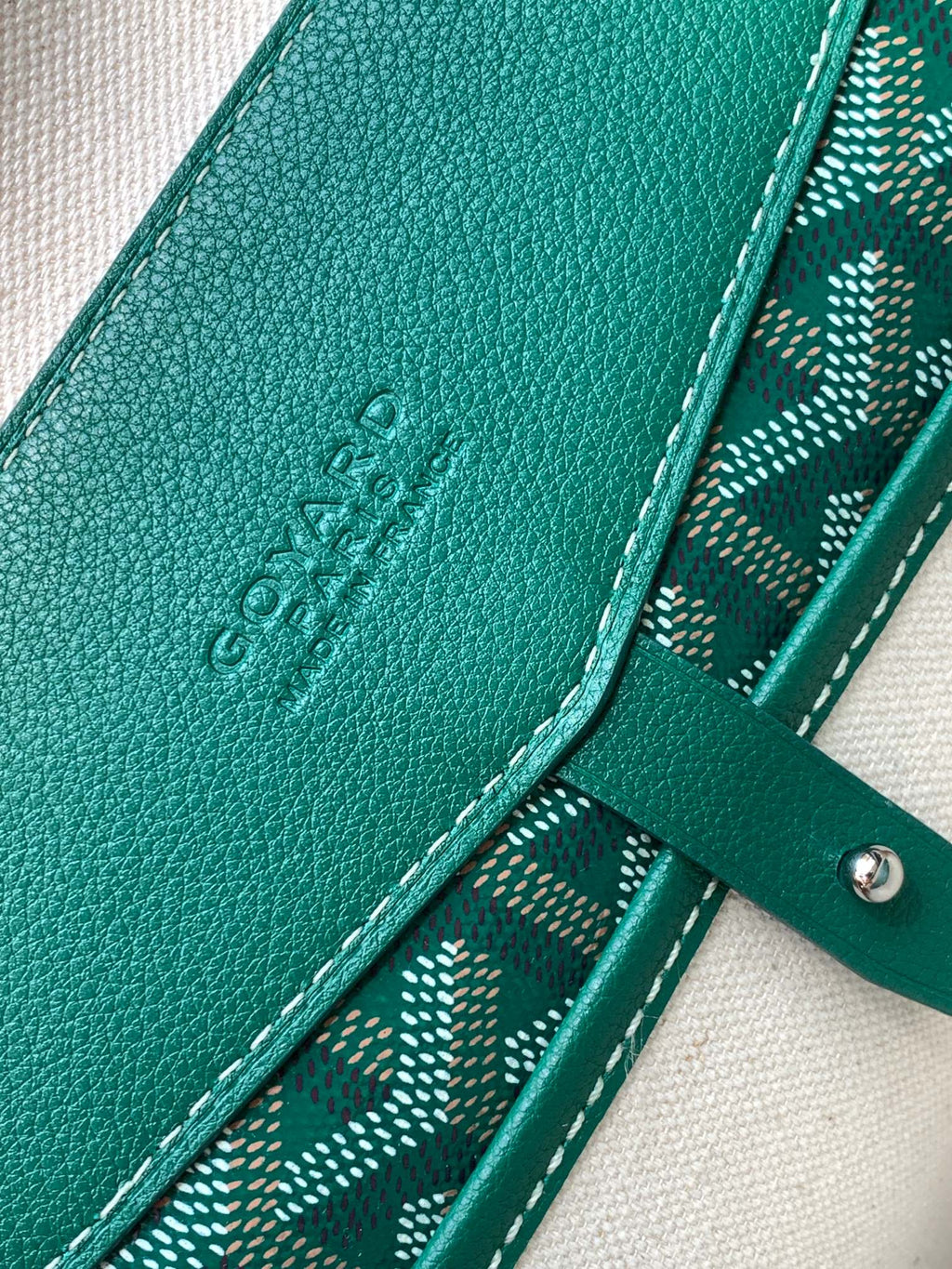 Goyard Cisalpin Document Case 39 in Green Goyardine Canvas and Calfskin Bag