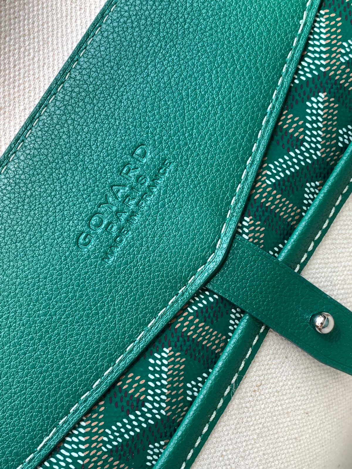 Goyard Cisalpin Document Case 39 in Green Goyardine Canvas and Calfskin Bag