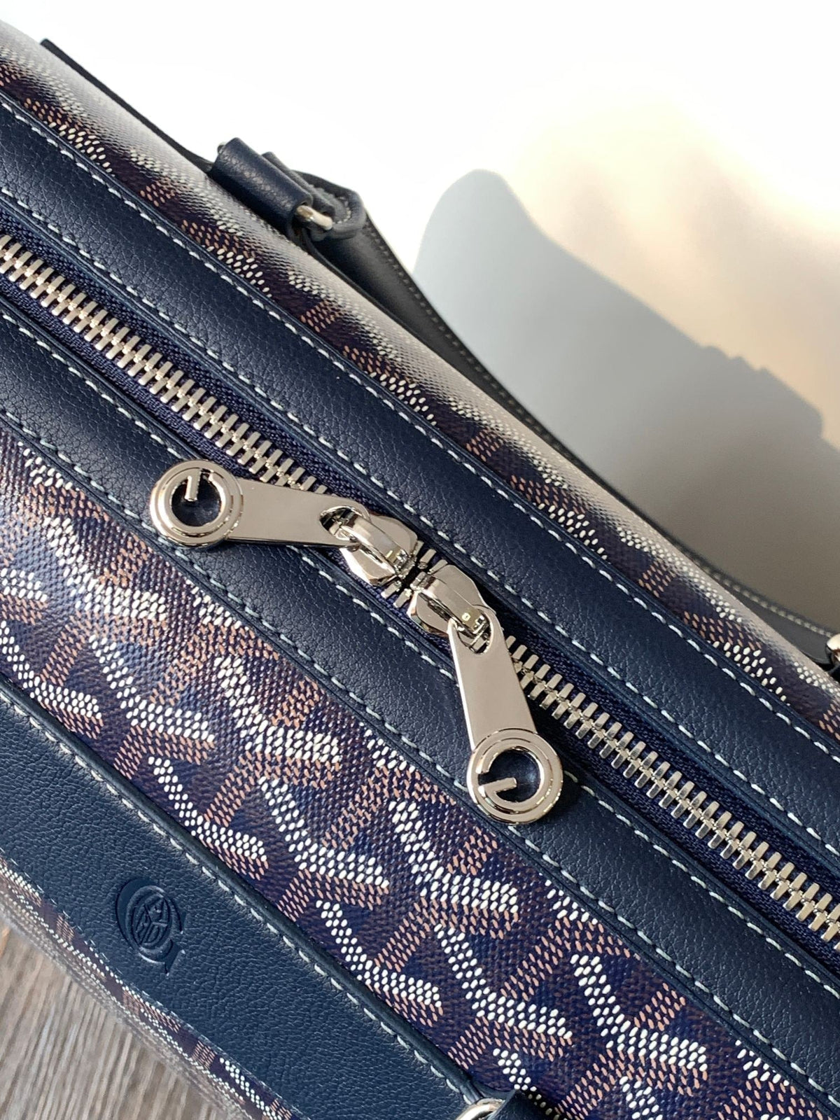 Goyard Cisalpin Document Case 39 in Navy Blue Goyardine Canvas and Calfskin Bag