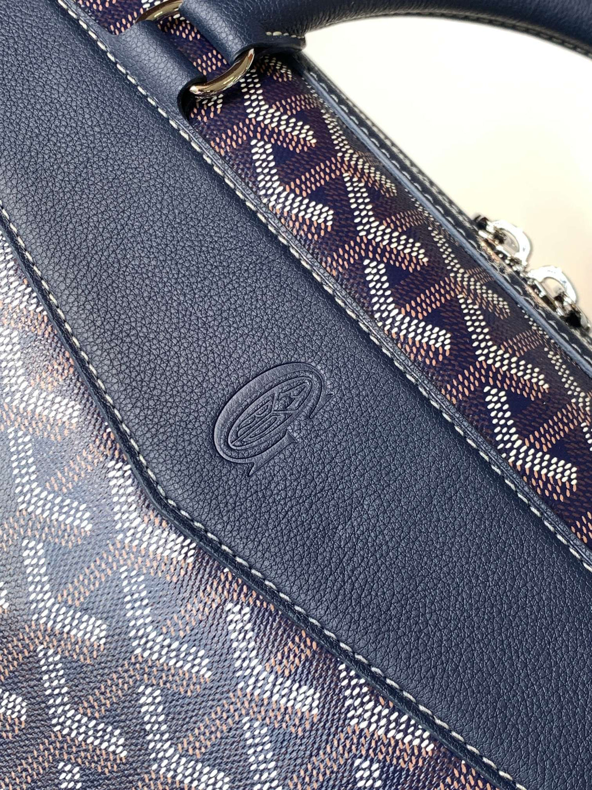 Goyard Cisalpin Document Case 39 in Navy Blue Goyardine Canvas and Calfskin Bag