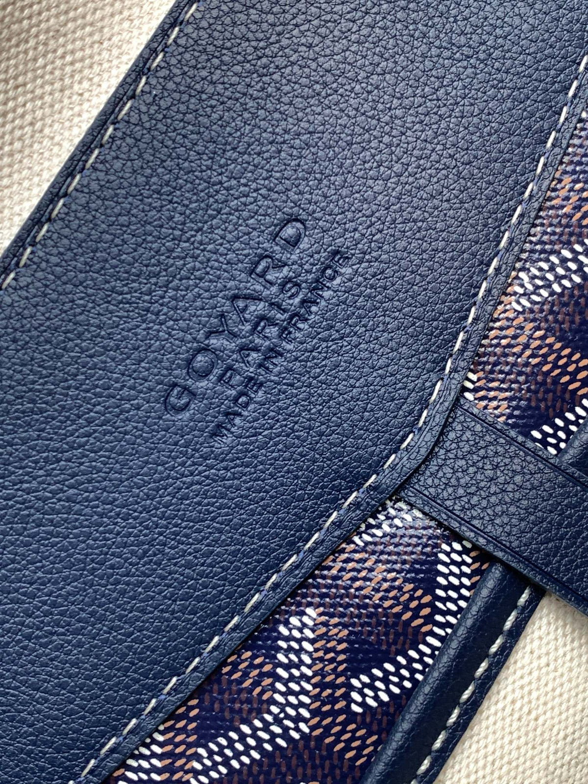 Goyard Cisalpin Document Case 39 in Navy Blue Goyardine Canvas and Calfskin Bag