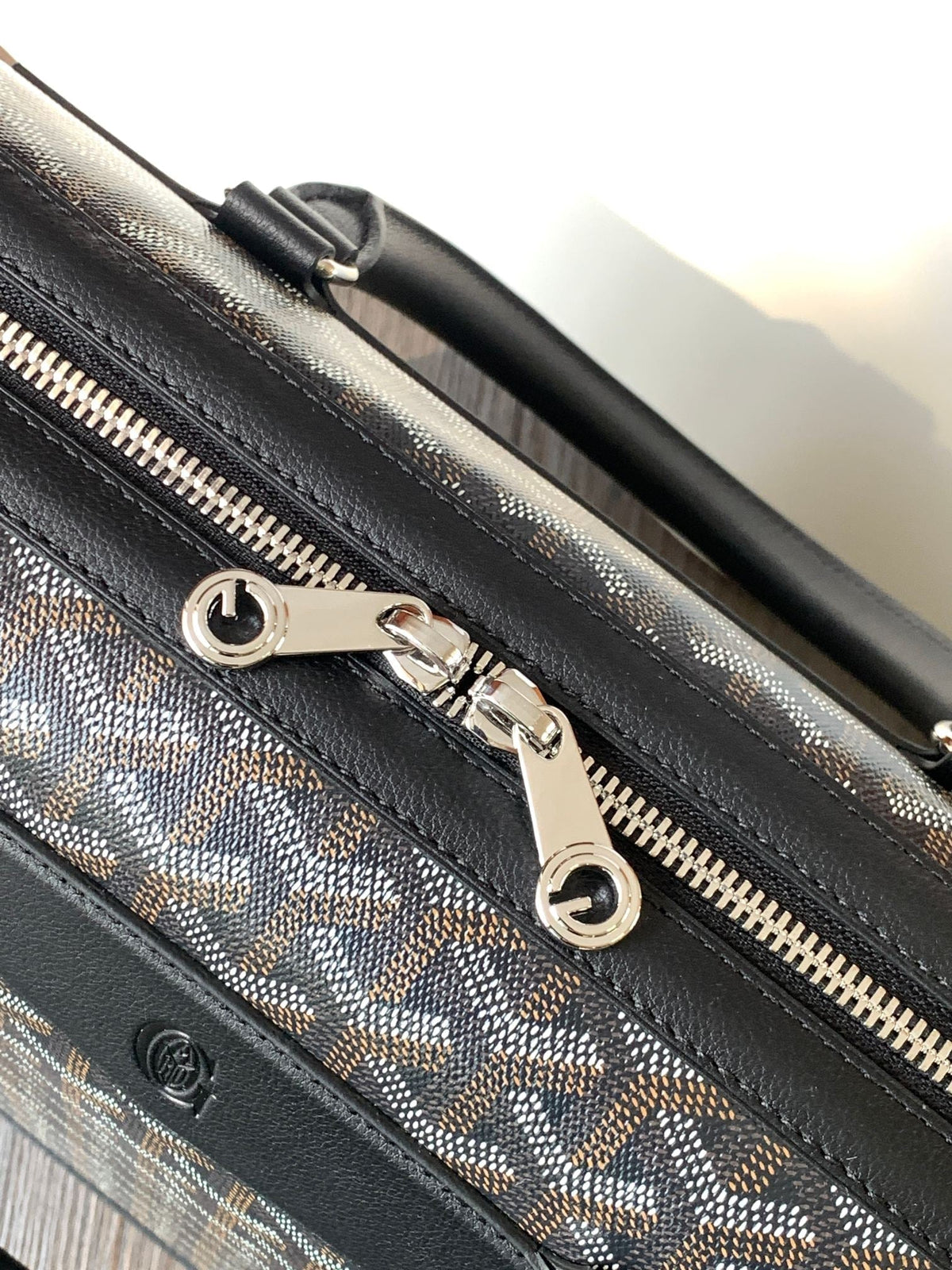 Goyard Cisalpin Document Case 39 in Black Goyardine Canvas and Calfskin Bag