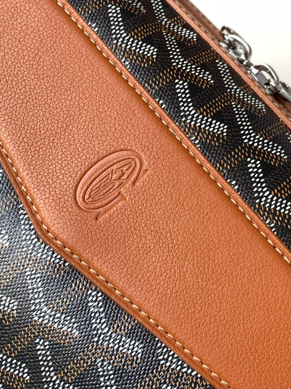 Goyard Cisalpin Document Case 39 in Black Goyardine Canvas and Tan Calfskin Bag