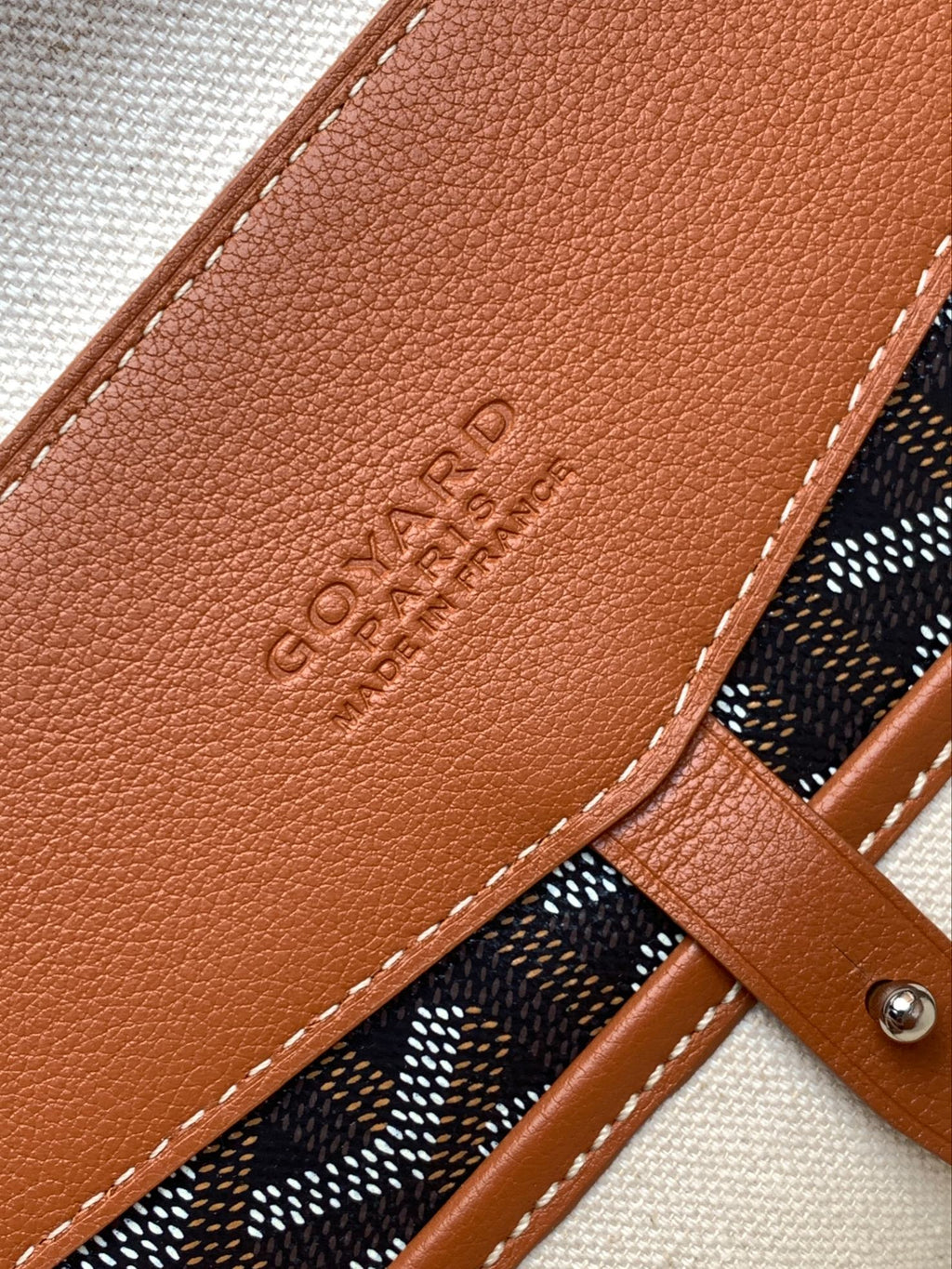 Goyard Cisalpin Document Case 39 in Black Goyardine Canvas and Tan Calfskin Bag