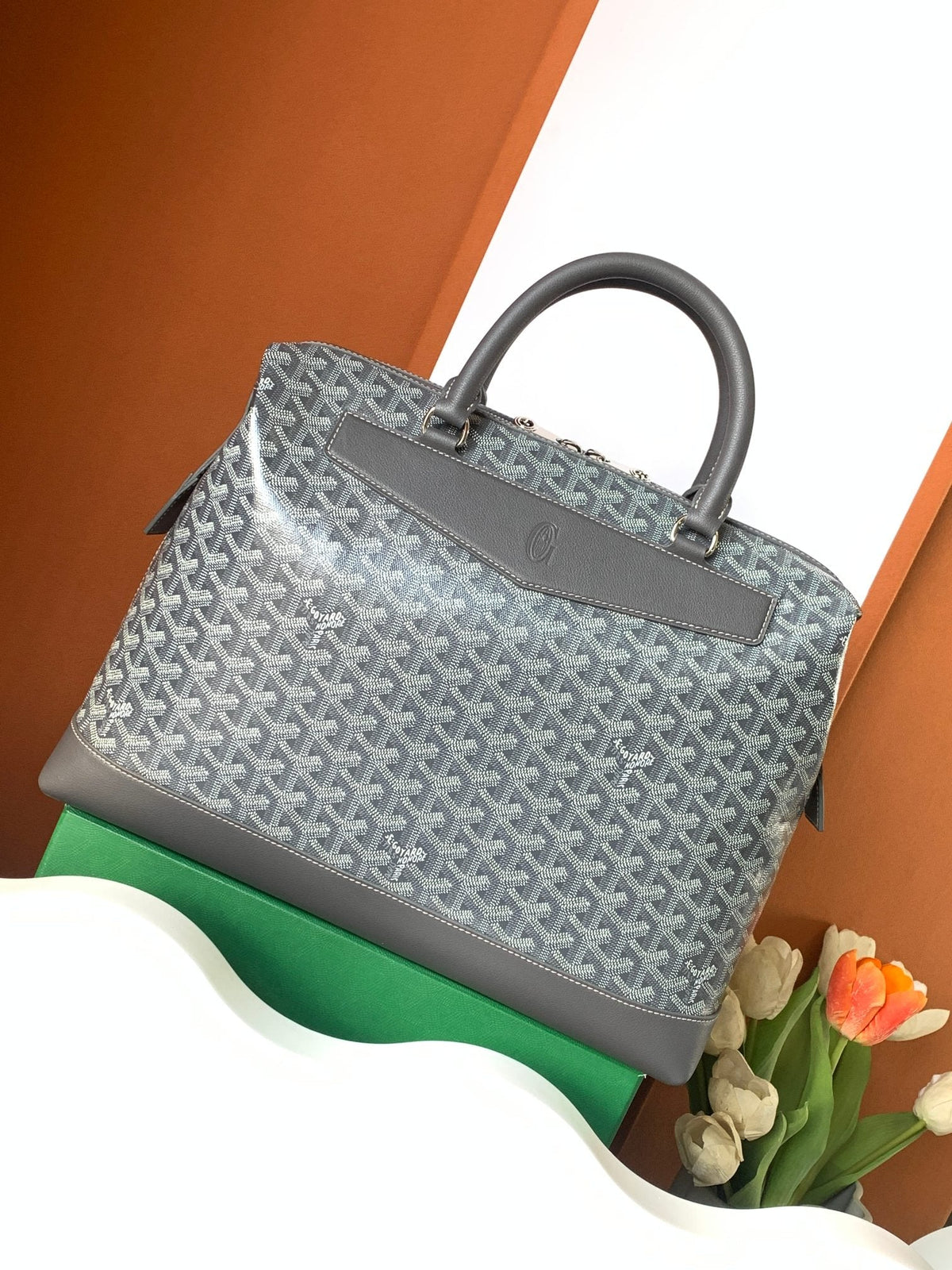 Goyard Cisalpin Document Case 39 in Gray Goyardine Canvas and Calfskin Bag