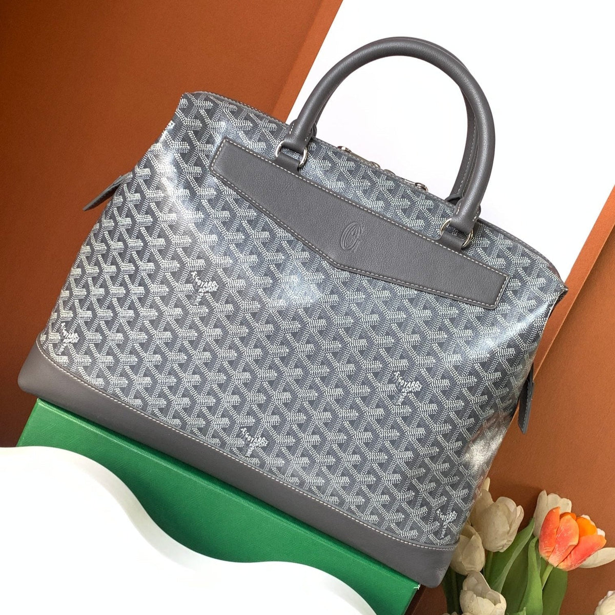 Goyard Cisalpin Document Case 39 in Gray Goyardine Canvas and Calfskin Bag