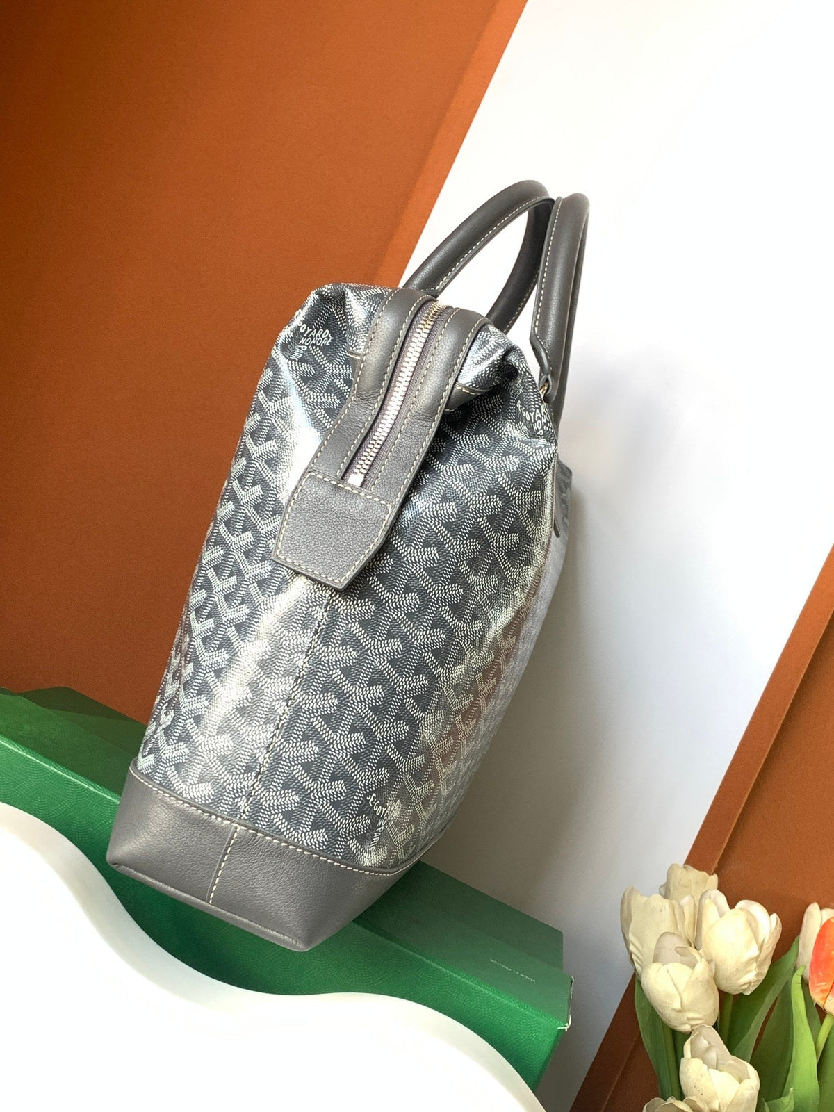 Goyard Cisalpin Document Case 39 in Gray Goyardine Canvas and Calfskin Bag
