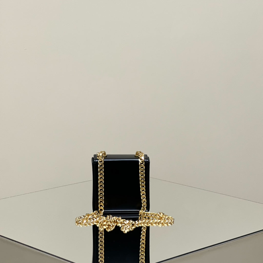 Celine Box Triomphe 10 Black Shiny Calfskin Bag