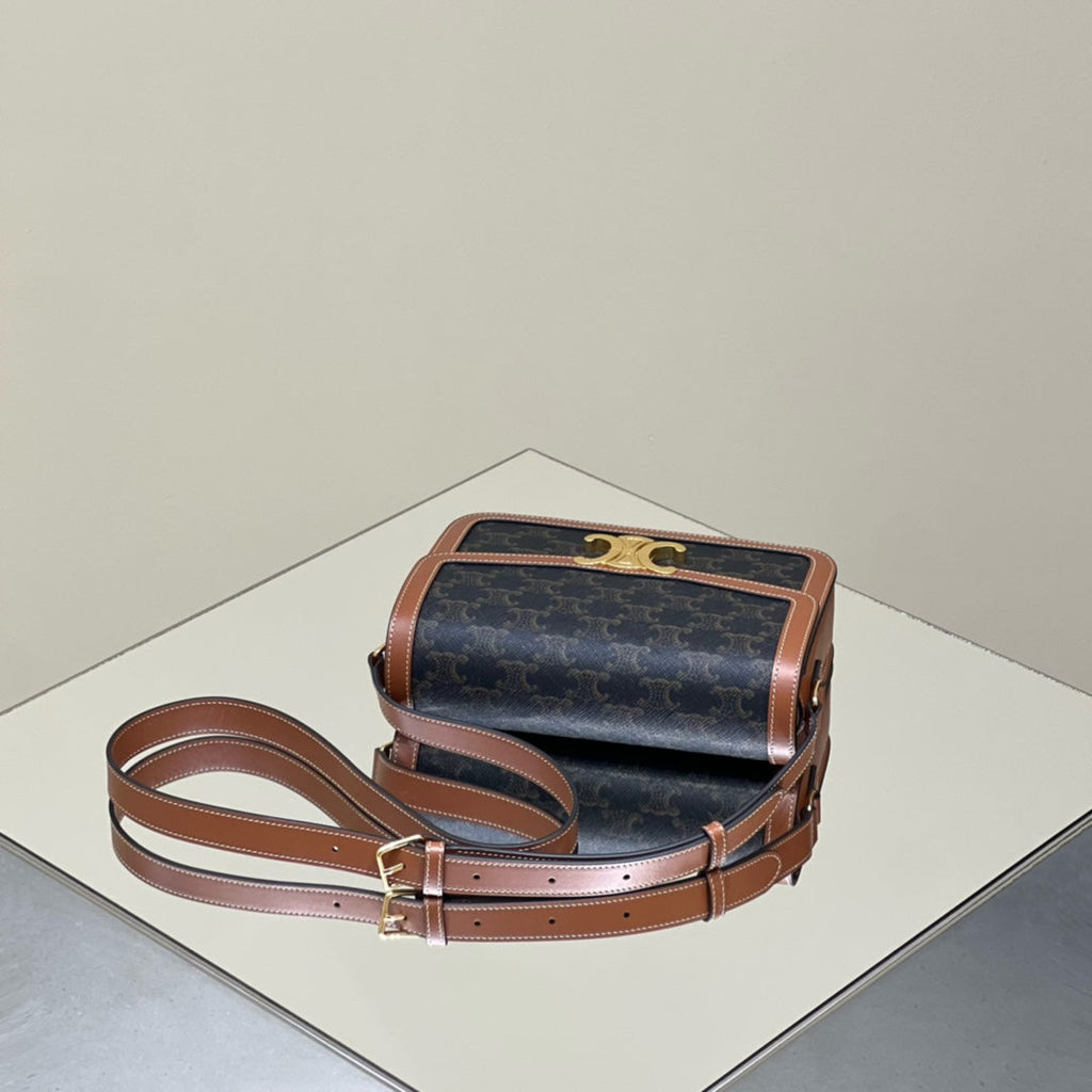 Celine Classique Triomphe 22 Calfskin Black Brown Bag