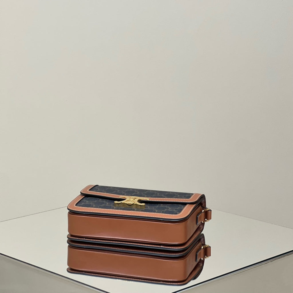 Celine Classique Triomphe 22 Calfskin Black Brown Bag