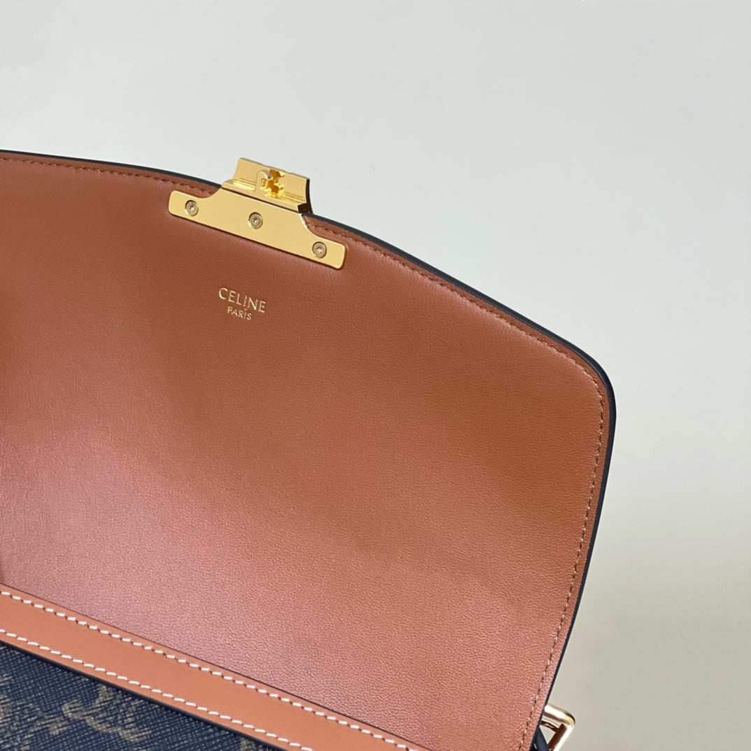 Celine Classique Triomphe 22 Calfskin Black Brown Bag