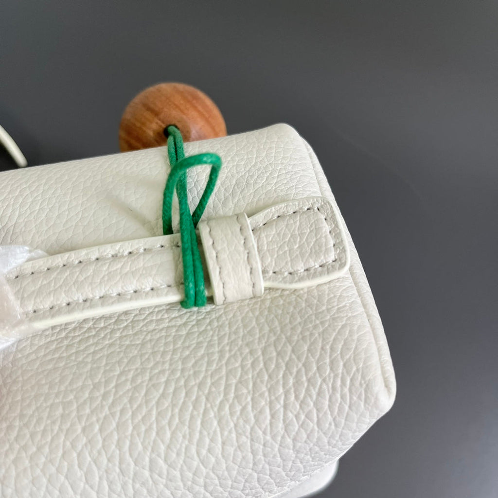 Loro Piana Extra Pocket L12 in White Grained Calfskin with Silver Hardware Bag