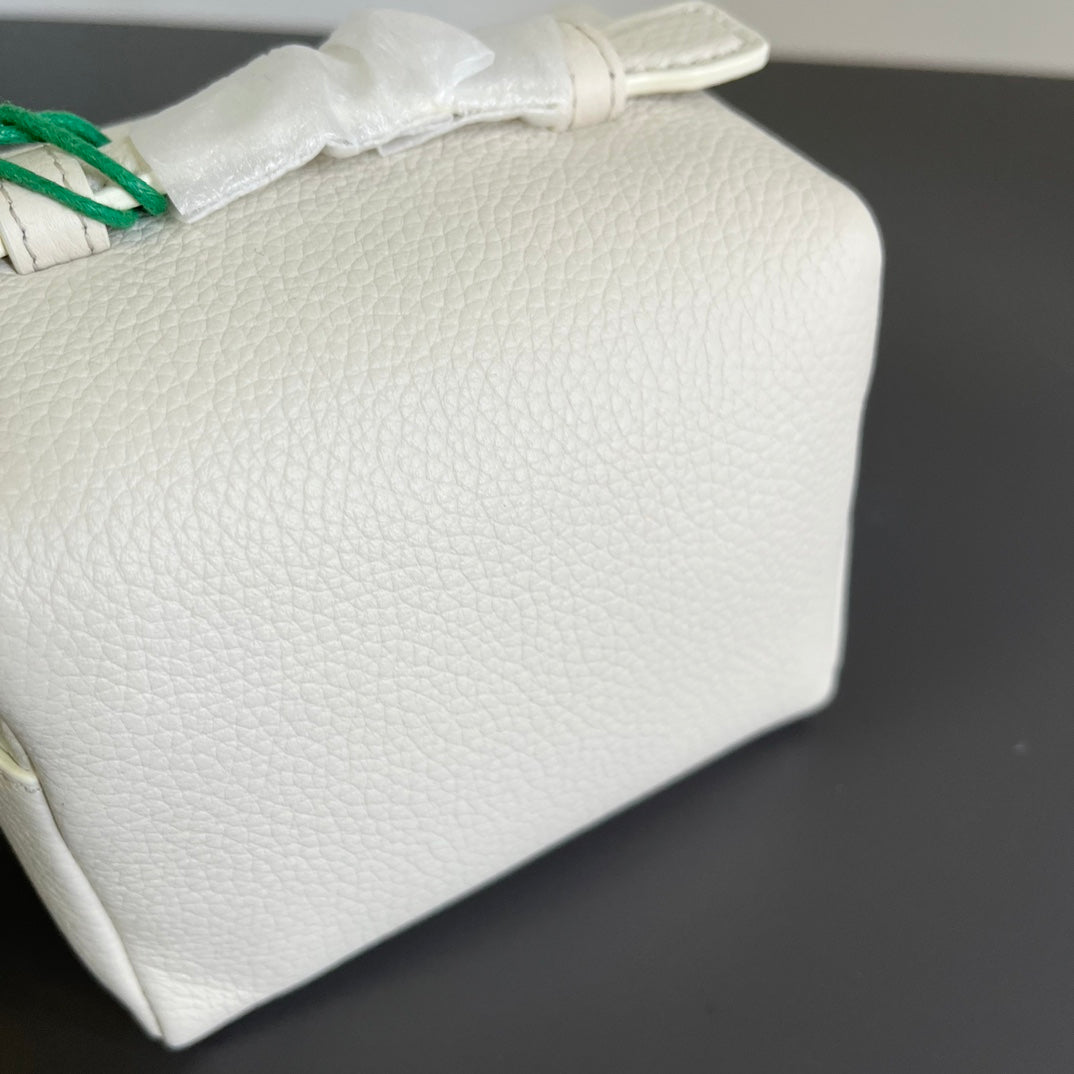 Loro Piana Extra Pocket L12 in White Grained Calfskin with Silver Hardware Bag