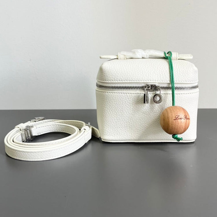 Loro Piana Extra Pocket L12 in White Grained Calfskin with Silver Hardware Bag