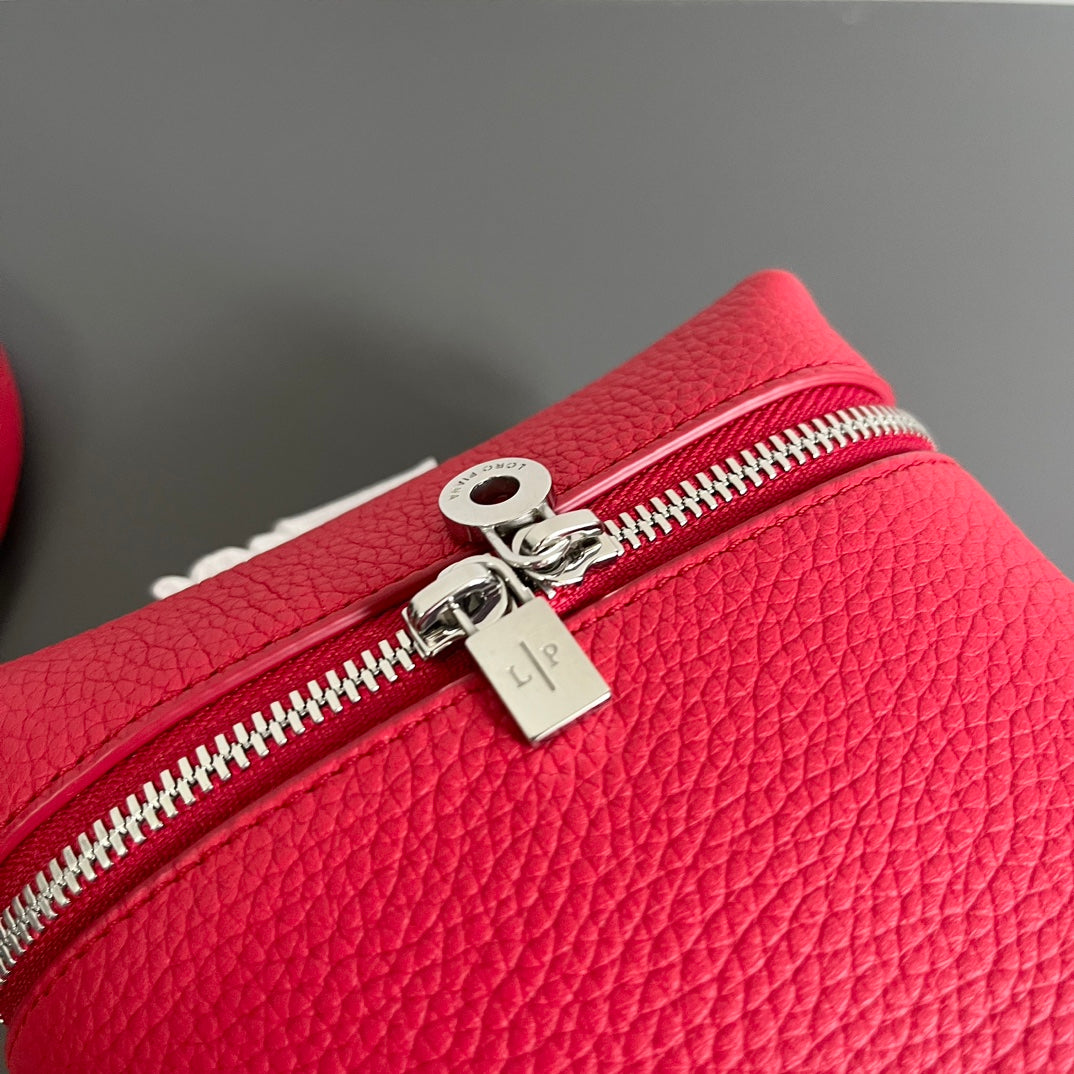 Loro Piana Extra Pocket L12 in Crimson Red Calfskin with Silver Hardware Bag
