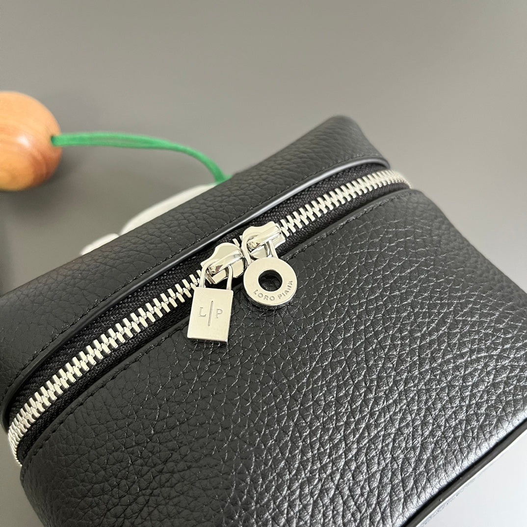 Loro Piana Extra Pocket L12 in Black Calfskin with Silver Hardware Bag