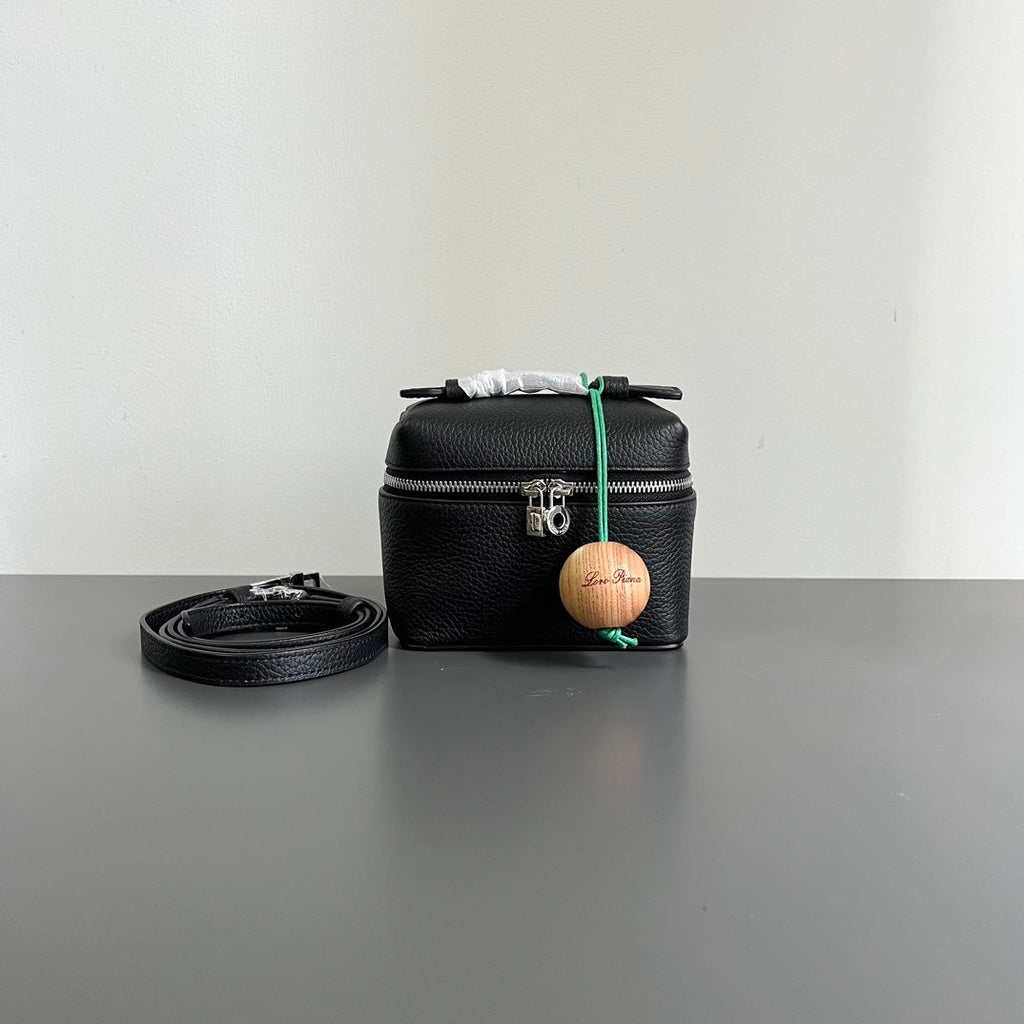 Loro Piana Extra Pocket L12 in Black Calfskin with Silver Hardware Bag
