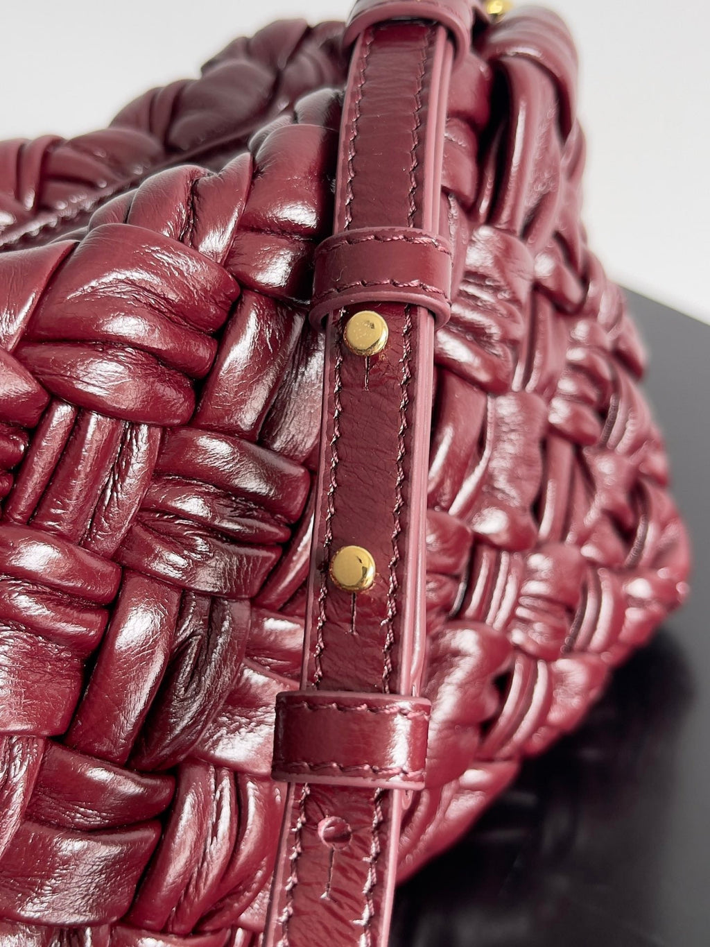 Bottega Veneta Kelimero Cha-Cha Clutch 28.5 in Burgundy Lambskin