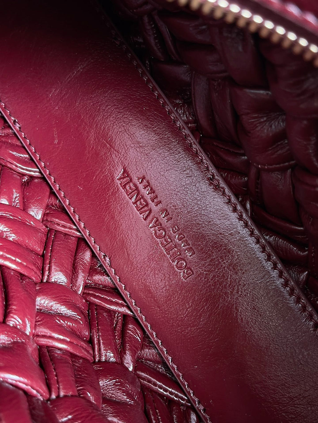 Bottega Veneta Kelimero Cha-Cha Clutch 28.5 in Burgundy Lambskin