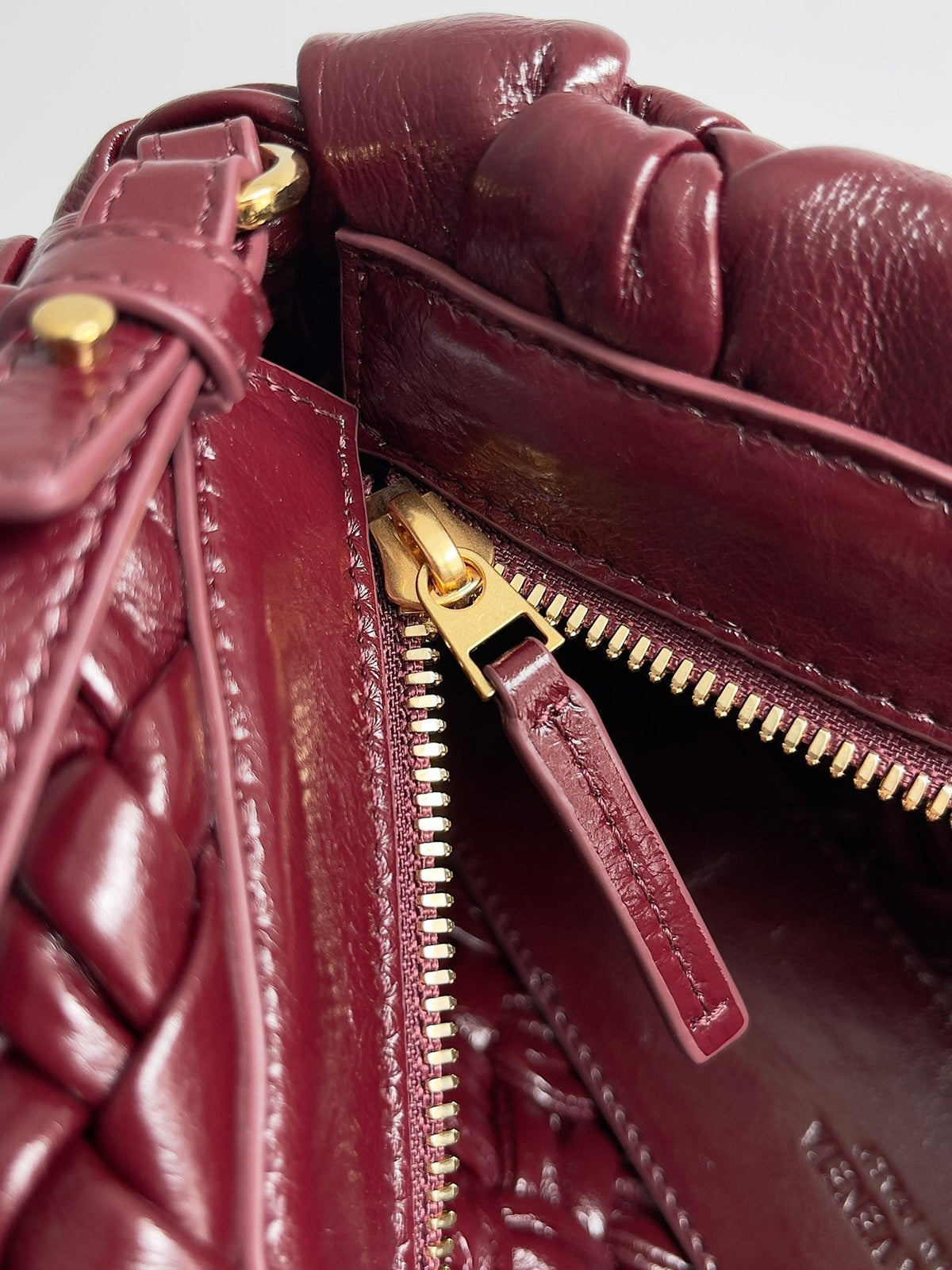 Bottega Veneta Kelimero Cha-Cha Clutch 28.5 in Burgundy Lambskin
