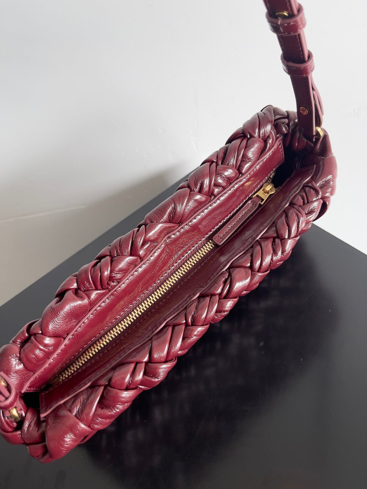Bottega Veneta Kelimero Cha-Cha Clutch 28.5 in Burgundy Lambskin