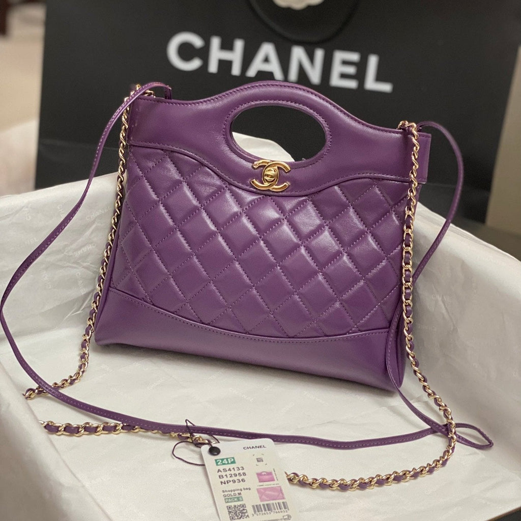 Chanel Mini 23 Shopping Bag in Violet Purple Calfskin