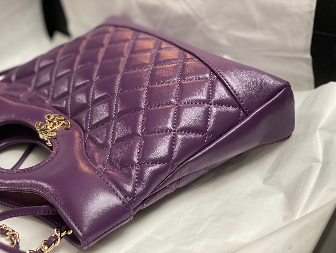Chanel Mini 23 Shopping Bag in Violet Purple Calfskin