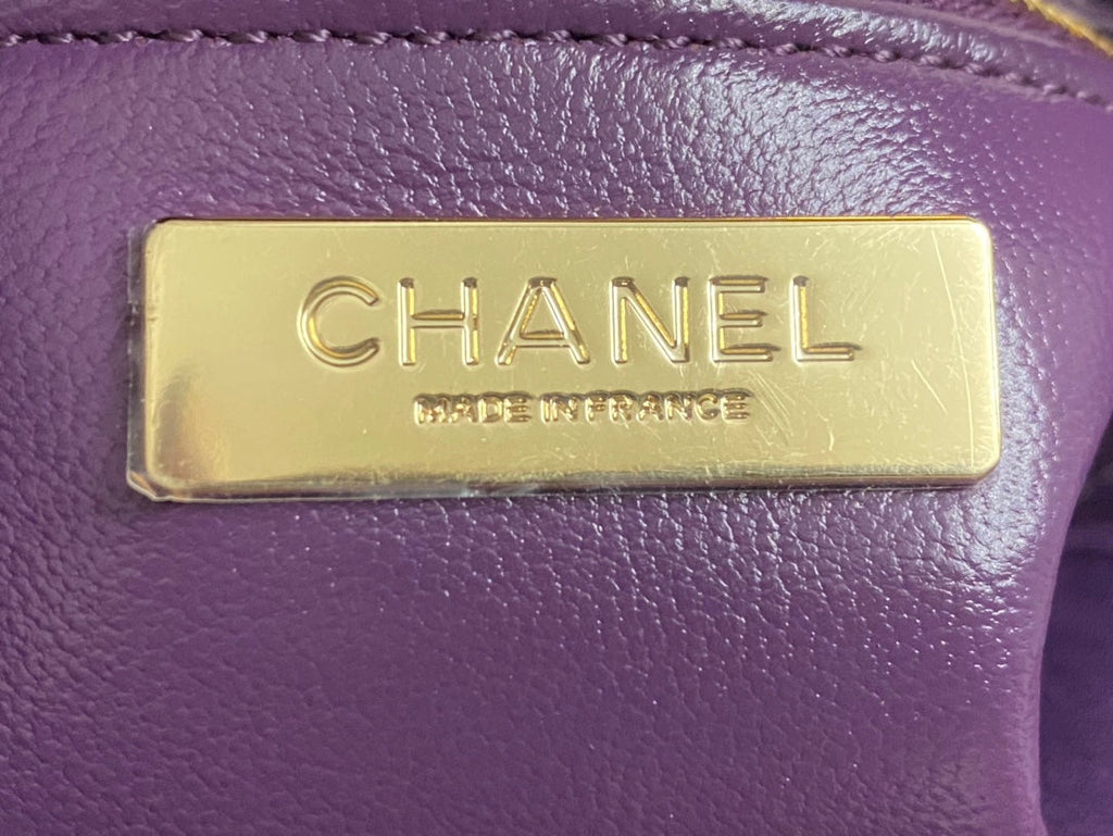 Chanel Mini 23 Shopping Bag in Violet Purple Calfskin