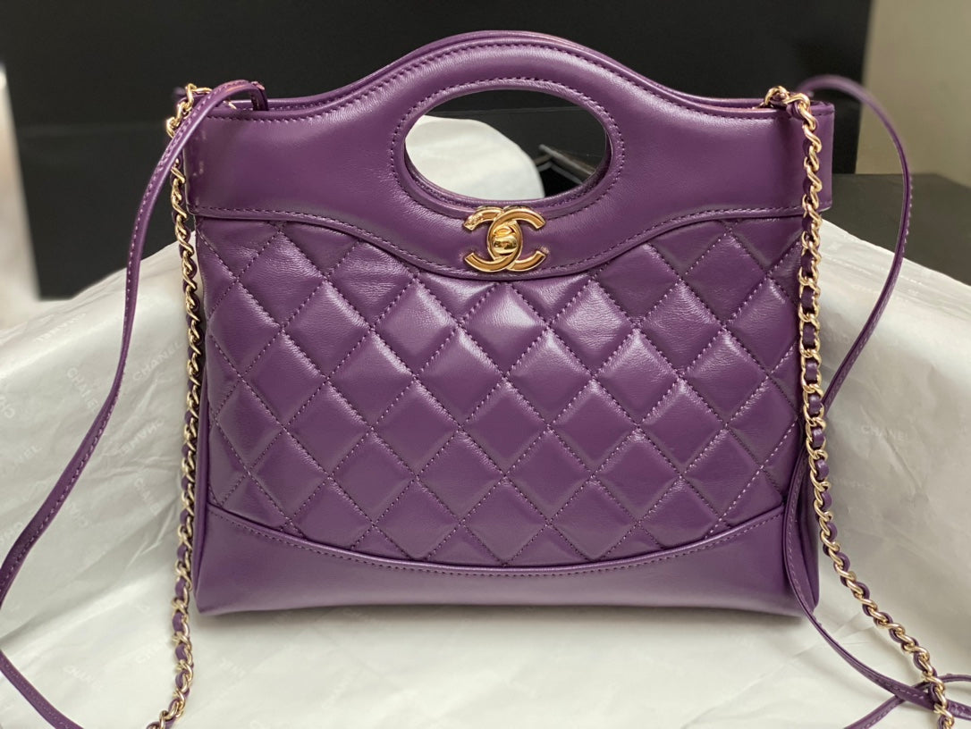 Chanel Mini 23 Shopping Bag in Violet Purple Calfskin