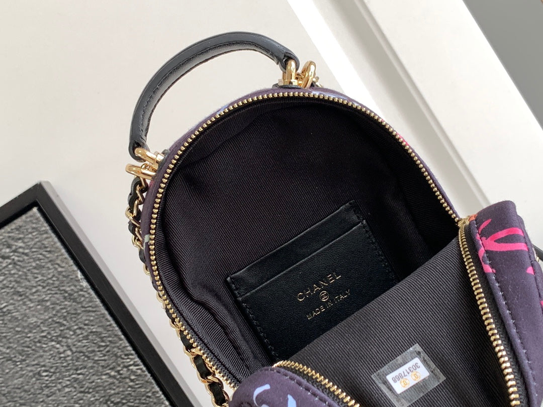 Chanel Classic Mini 18 Backpack Colorful Wool Cotton Mixed Fibers Gold Tone Metal
