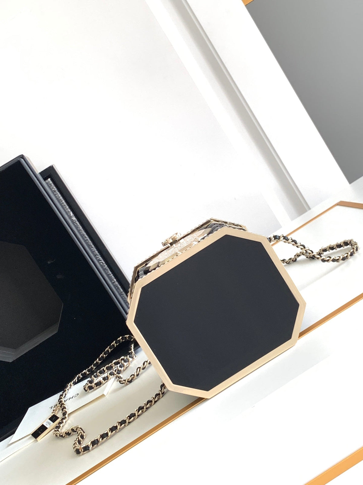 Chanel 12 Tea Box Minaudiere Bag in Black Resin