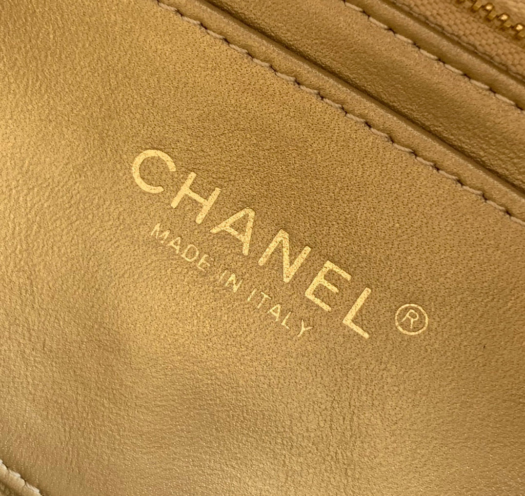 Chanel Waist 24 Bag in White Calfskin with Pearl Chain and Gold Hardware