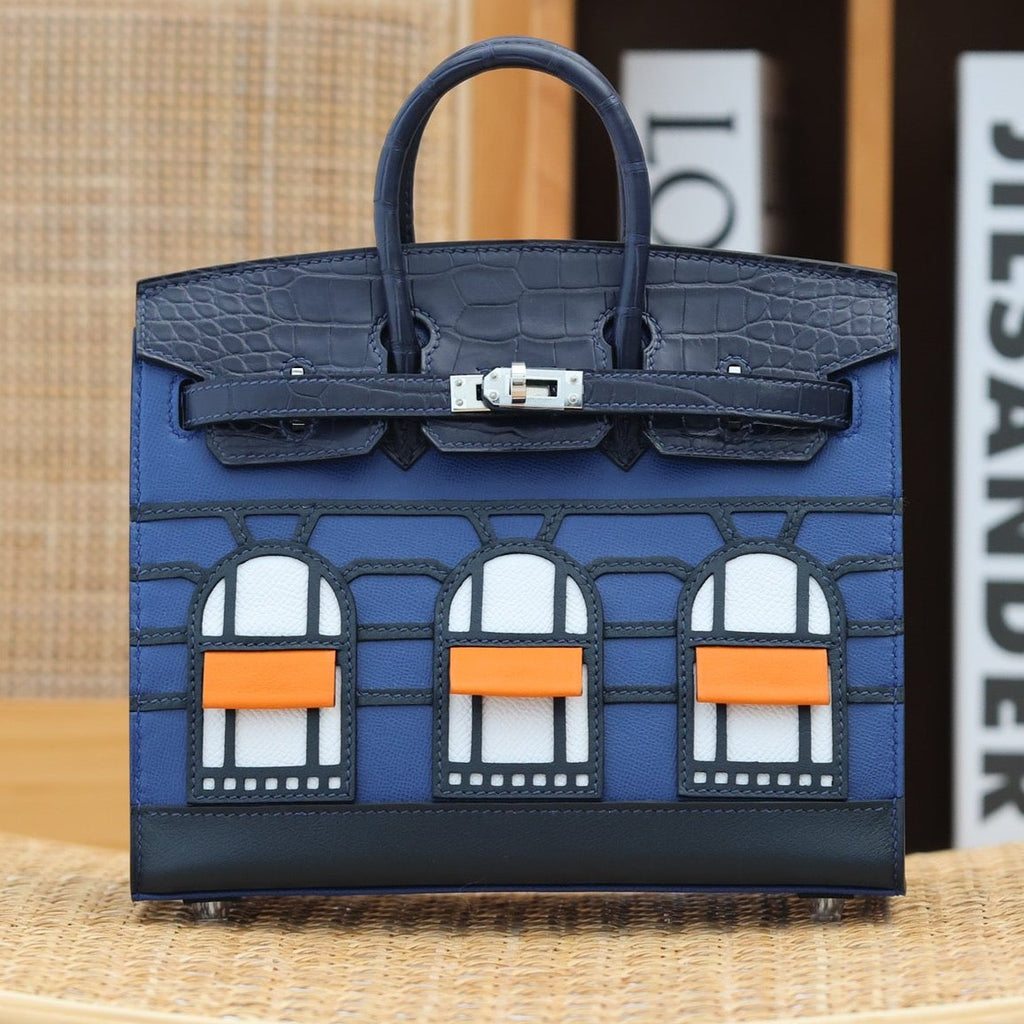 Hermes Birkin Faubourg Touch 20 in Navy Mix Classic Blue Calfskin with Silver Hardware Bag