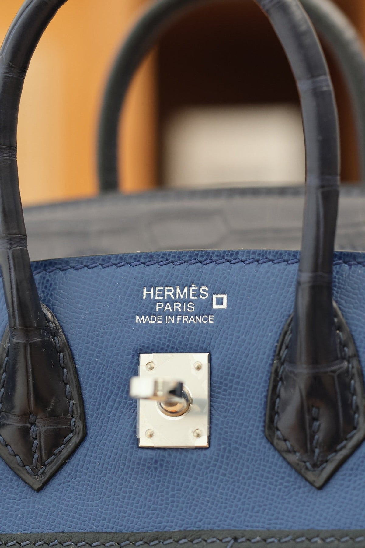 Hermes Birkin Faubourg Touch 20 in Navy Mix Classic Blue Calfskin with Silver Hardware Bag