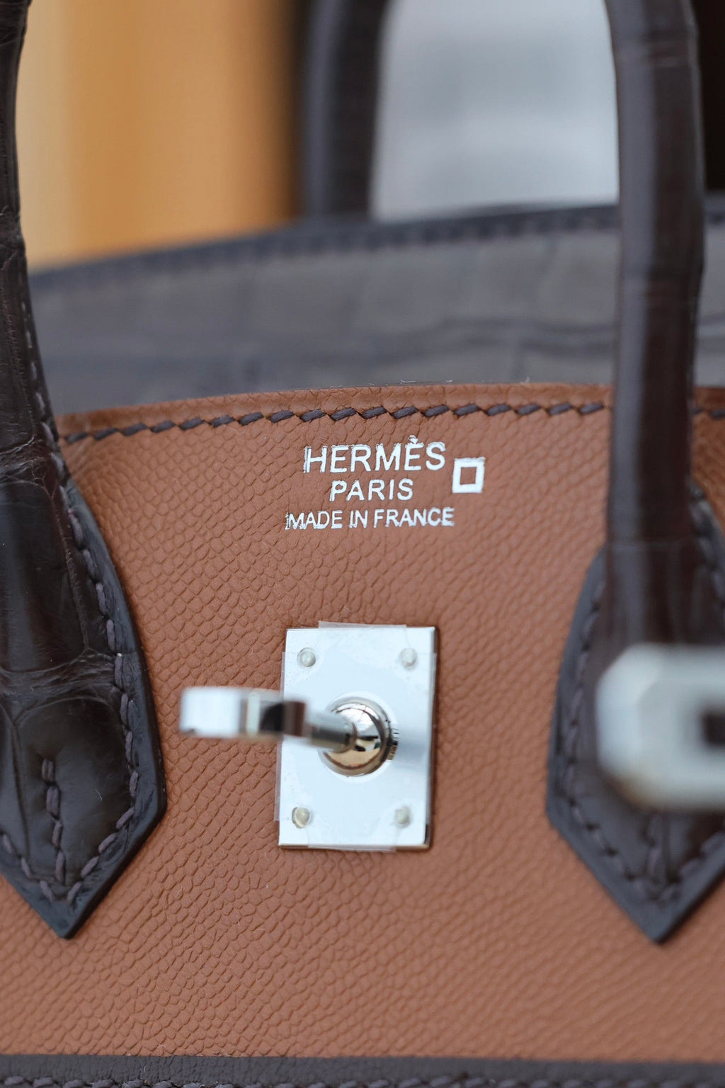 Hermes Birkin Faubourg Touch 20 in Chocolate Mix Bronze Brown Calfskin with Silver Hardware Bag