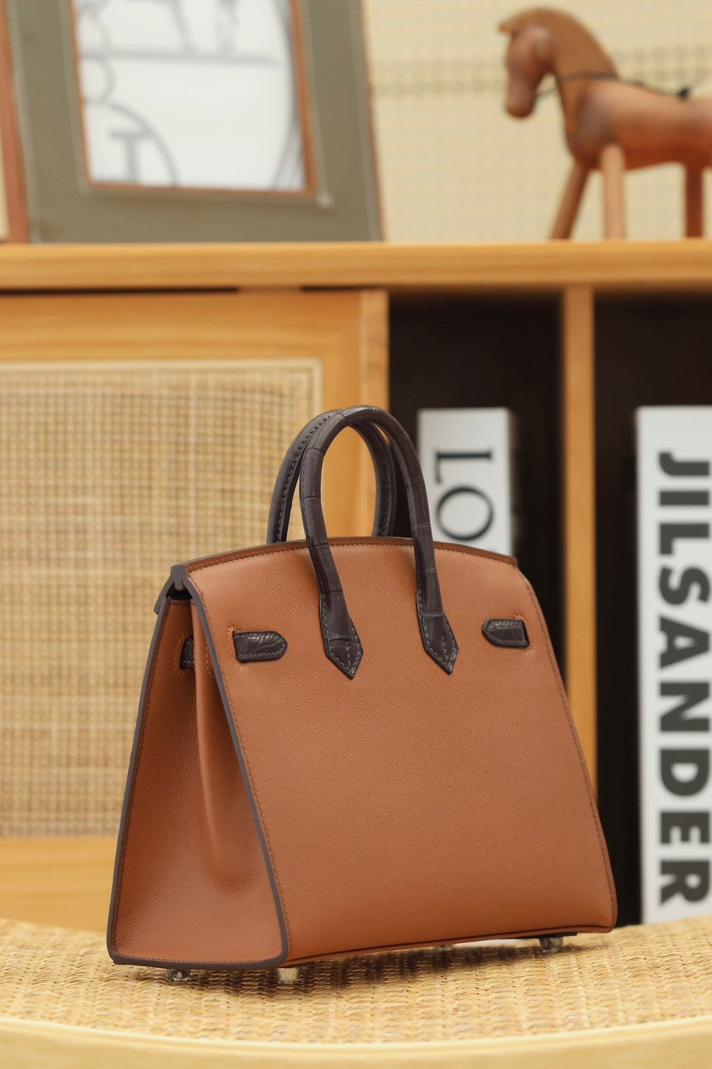 Hermes Birkin Faubourg Touch 20 in Chocolate Mix Bronze Brown Calfskin with Silver Hardware Bag