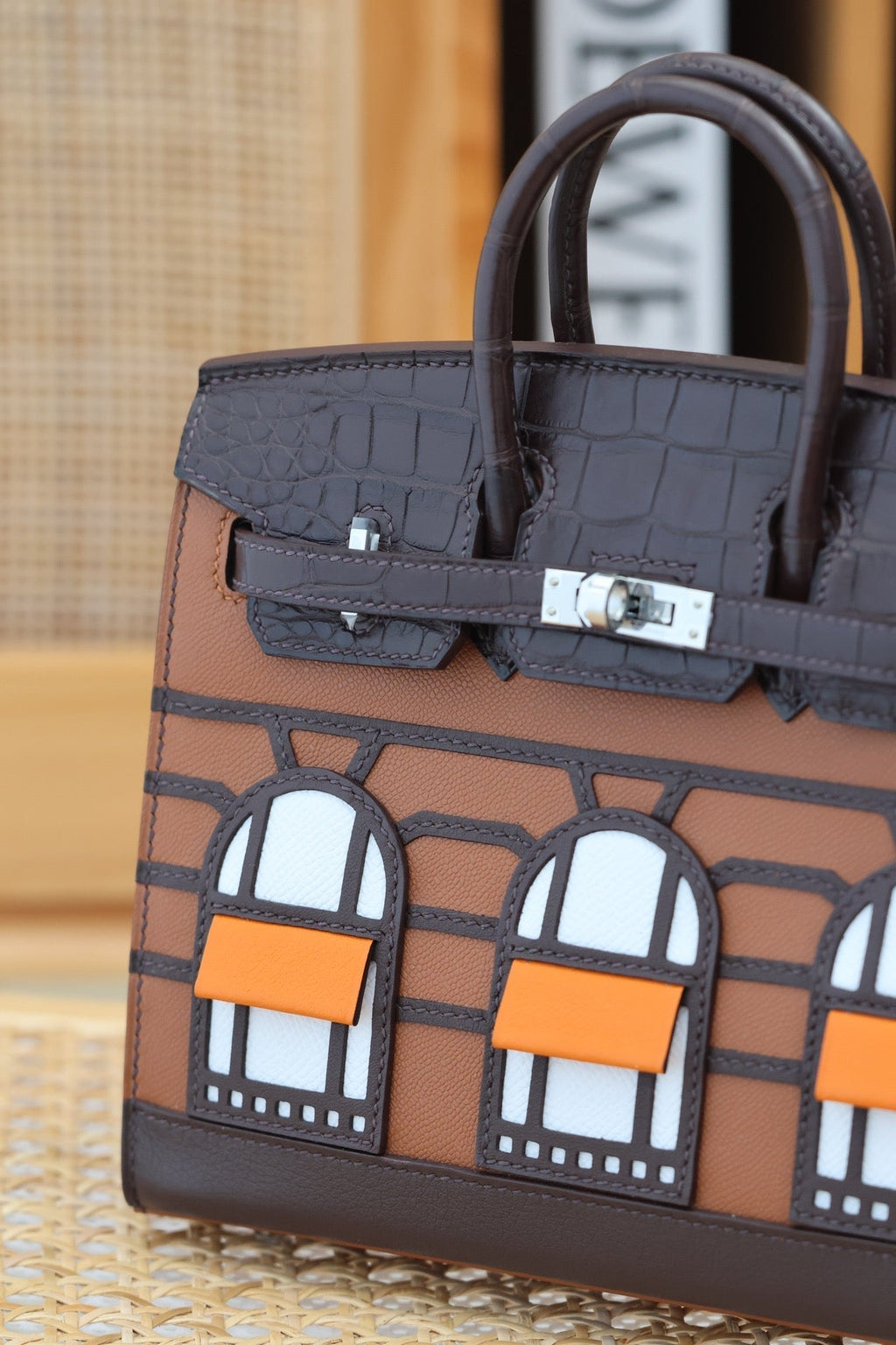 Hermes Birkin Faubourg Touch 20 in Chocolate Mix Bronze Brown Calfskin with Silver Hardware Bag