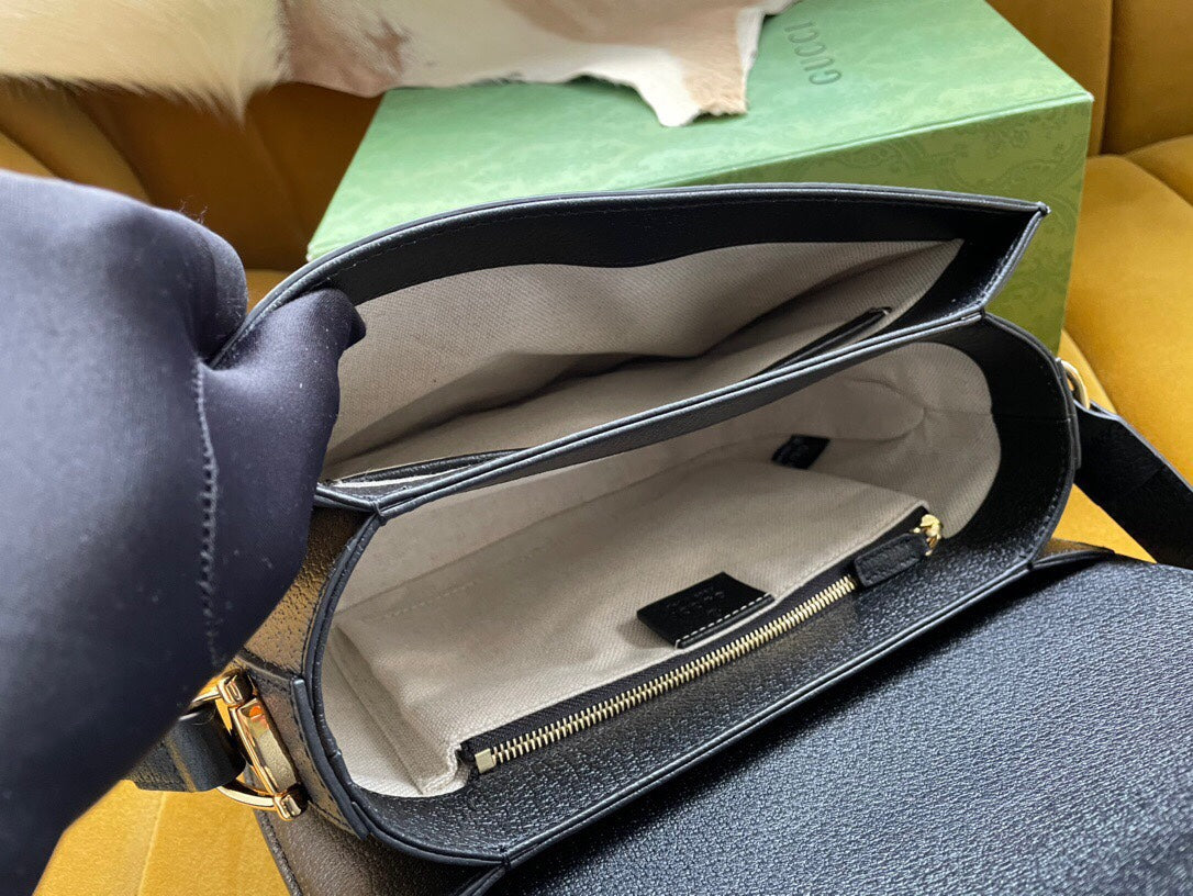 Gucci Horsebit 1955 Mini Bag 25 in Black Denim