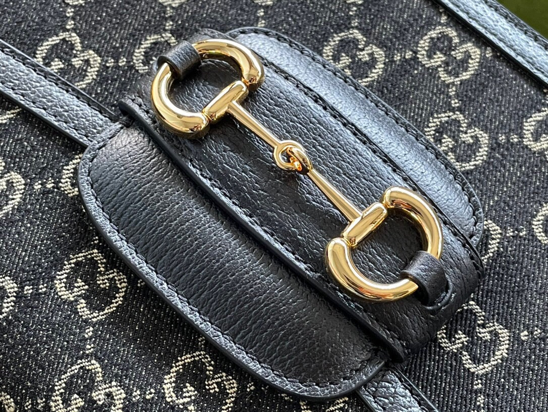 Gucci Horsebit 1955 Mini Bag 25 in Black Denim