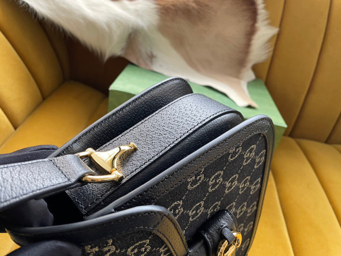Gucci Horsebit 1955 Mini Bag 25 in Black Denim