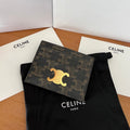Celine 25S Card Holder with Triomphe Logo Print 11 in Brown Triomphe Calfskin