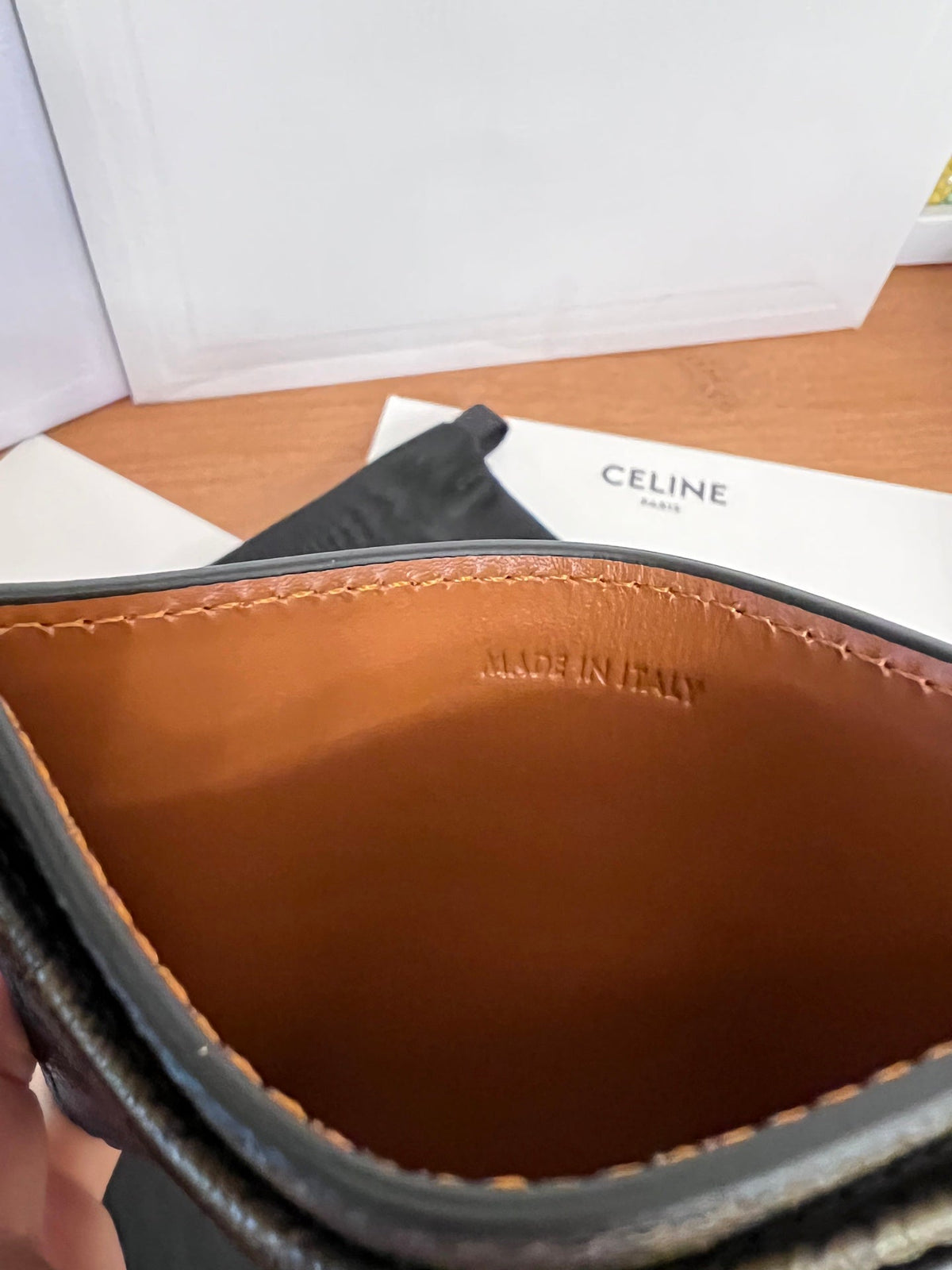 Celine 25S Card Holder with Triomphe Logo Print 11 in Brown Triomphe Calfskin