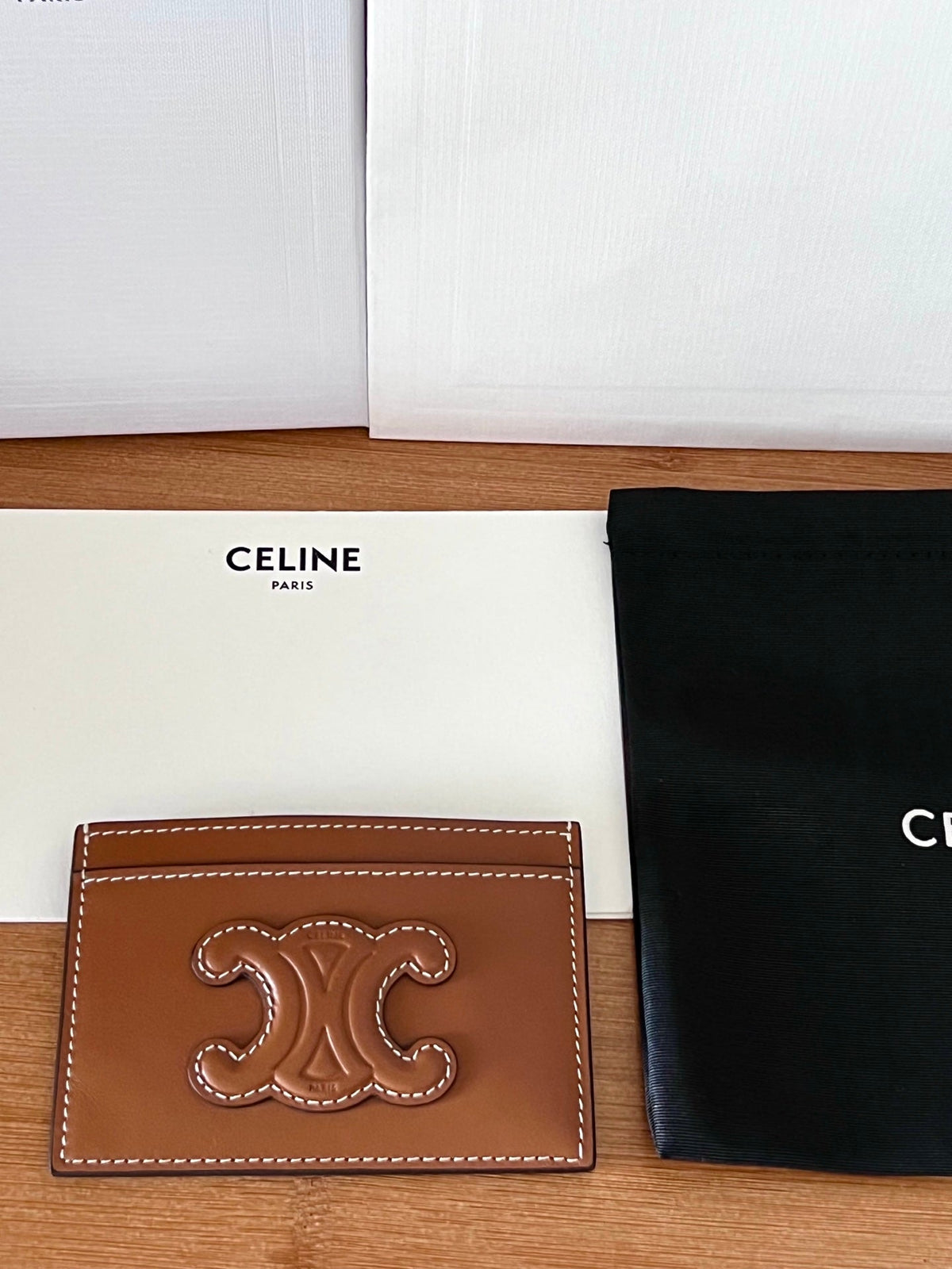 Celine 25S Card Holder Cuir Triomphe 11 in Brown Shiny Calfskin