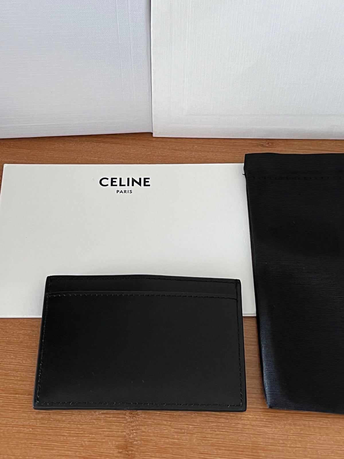 Celine 25S Card Holder Cuir Triomphe 11 in Black Shiny Calfskin