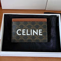Celine 25S Card Holder 10 in Brown Triomphe Canvas with Print