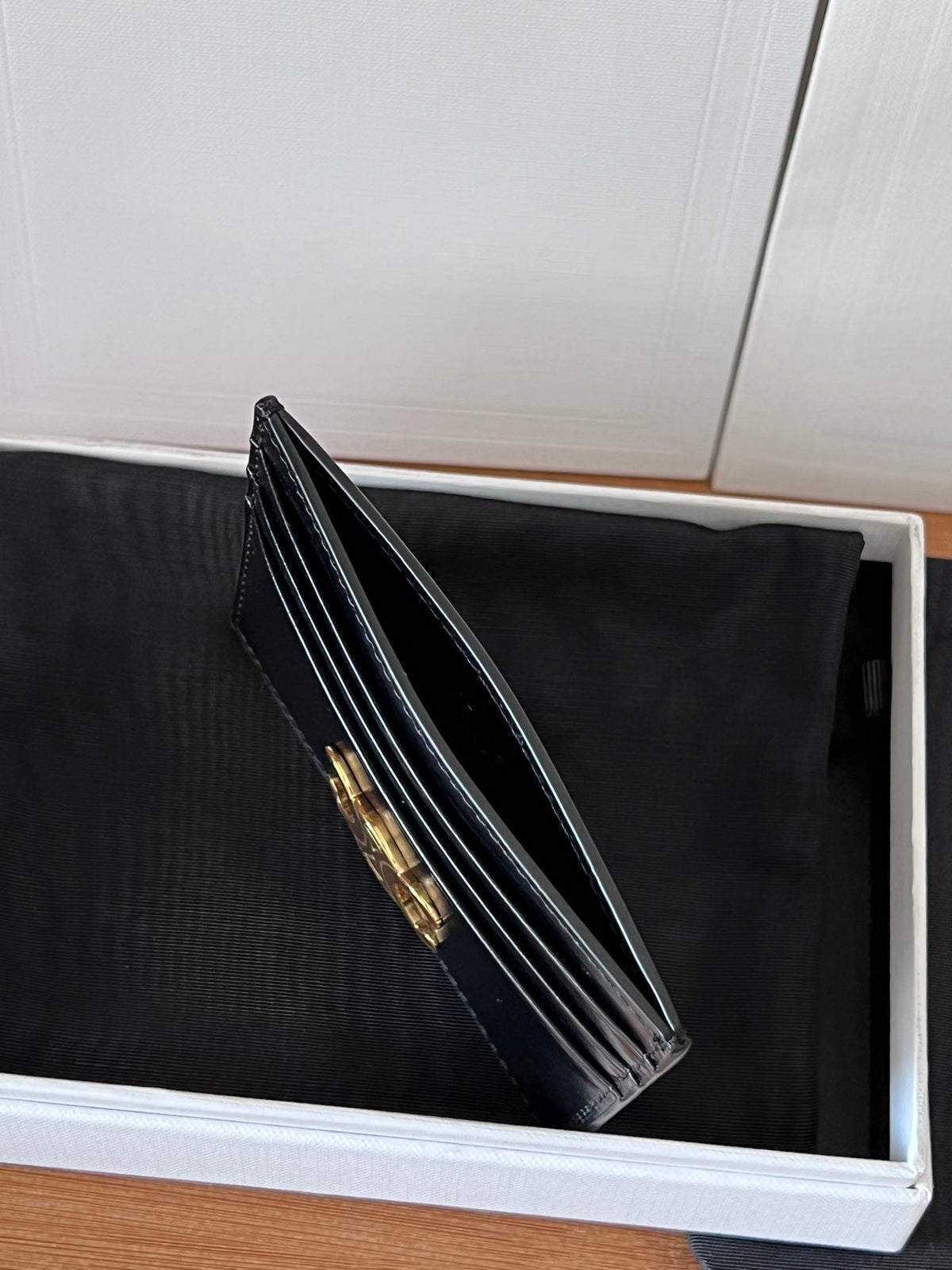 Celine 25S Card Holder Triomphe Logo 11 in Black Calfskin Gold Hardware