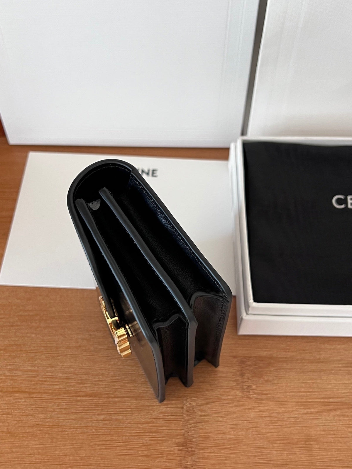 Celine 25S Business Card Holder 10 in Black Triomphe Canvas and Calfskin